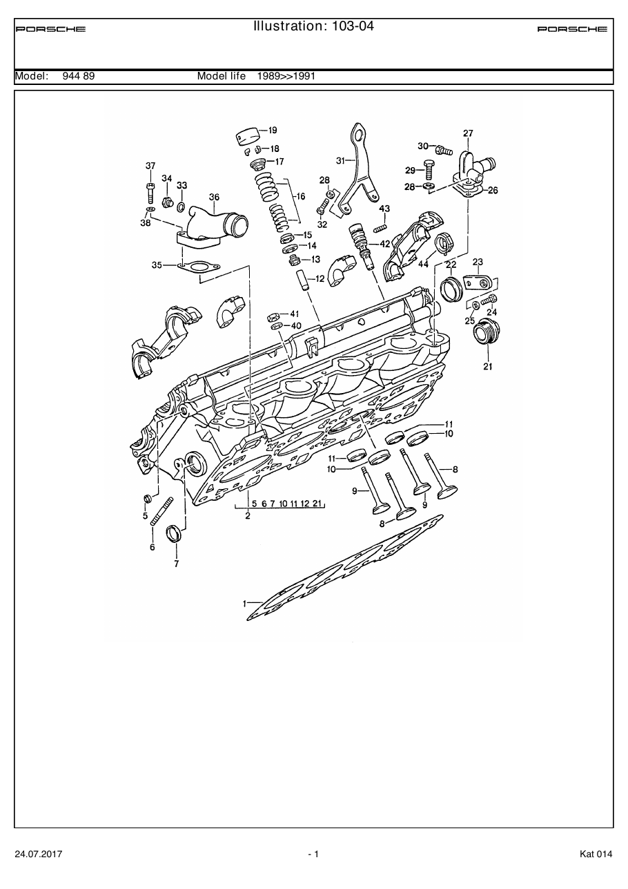 Exploded parts diagram — Cylinder head