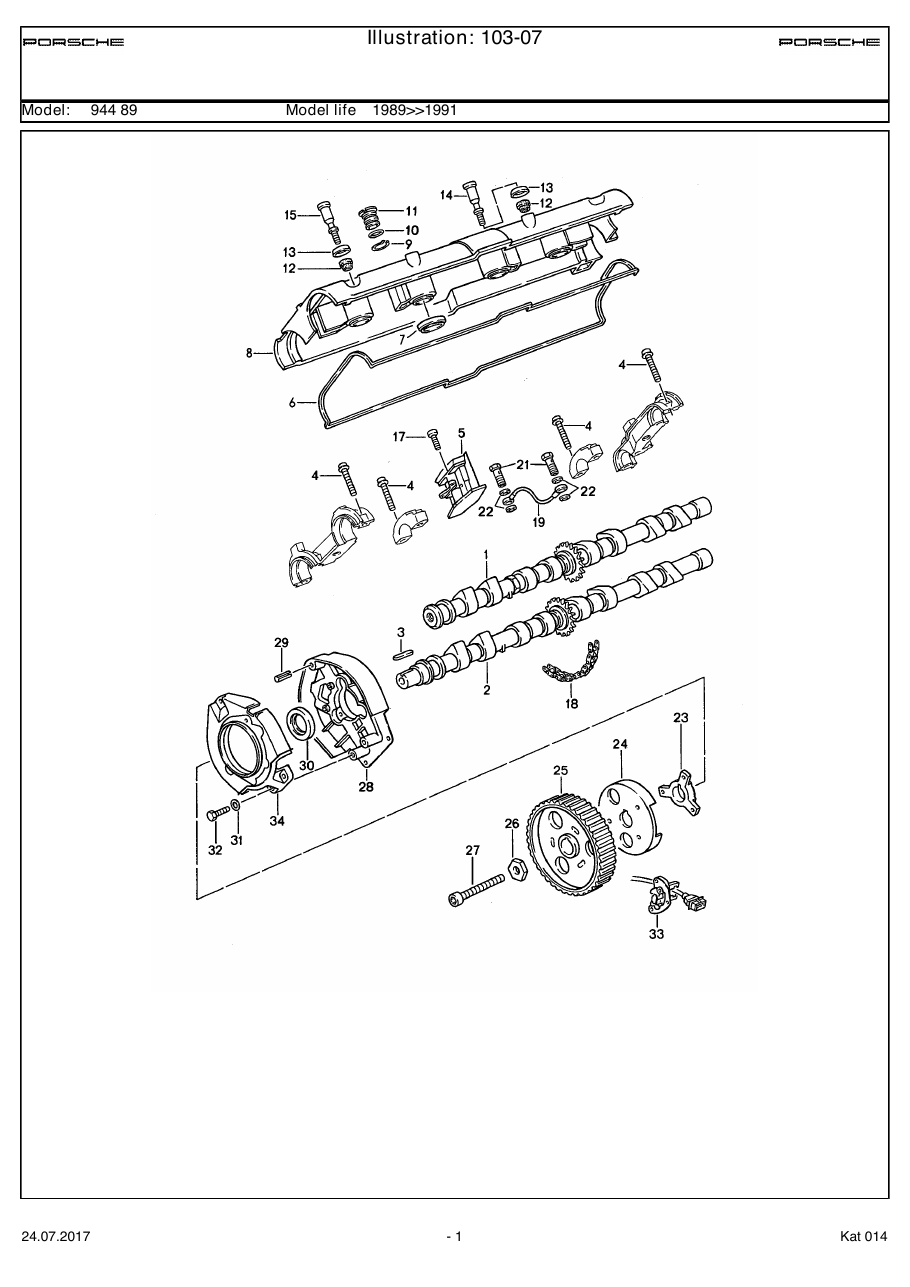 Exploded parts diagram — Camshaft
