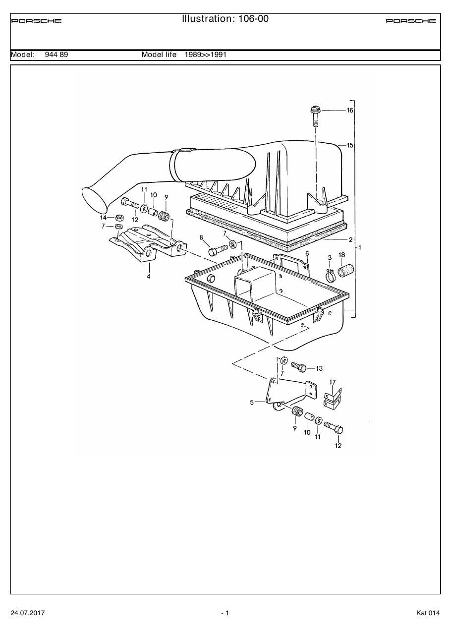 Exploded parts diagram — Air cleaner system