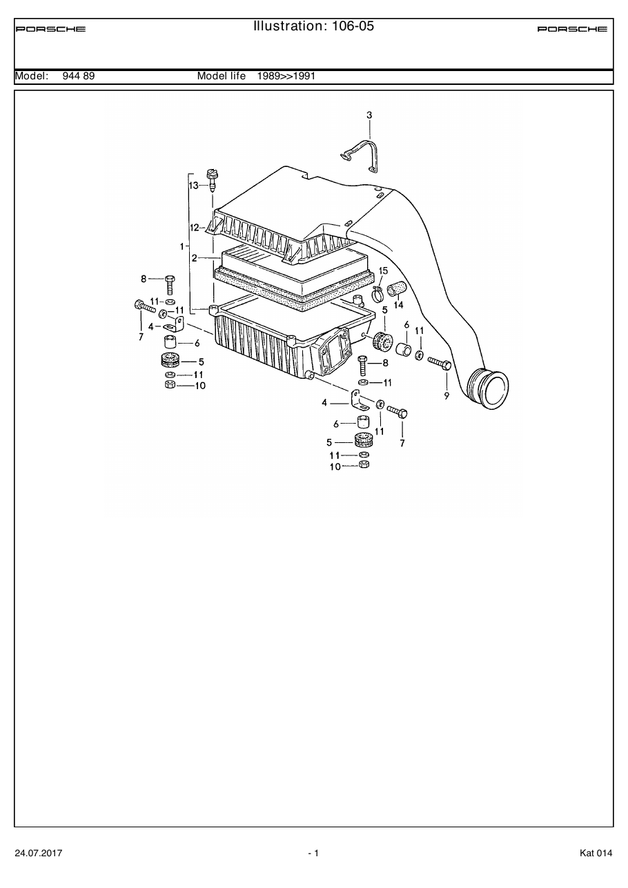 Exploded parts diagram — Air cleaner system