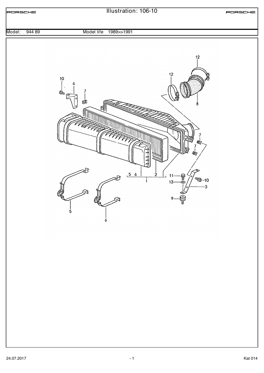 Exploded parts diagram — Air cleaner system