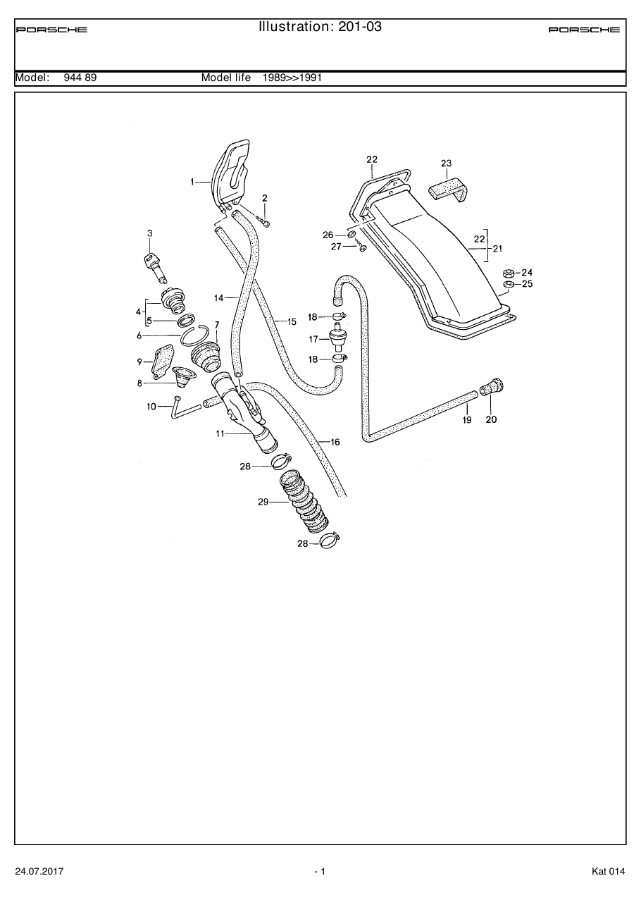 Exploded parts diagram — Filler neck