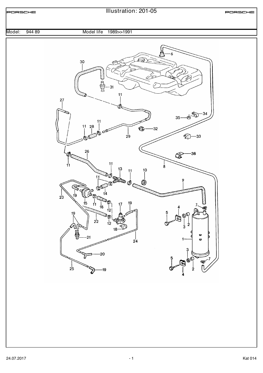 Exploded parts diagram — Carbon canister