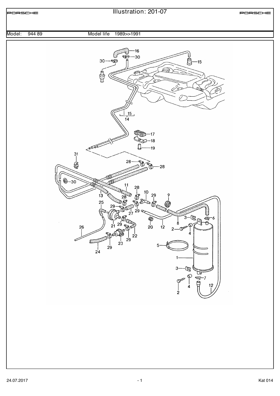 Exploded parts diagram — Carbon canister
