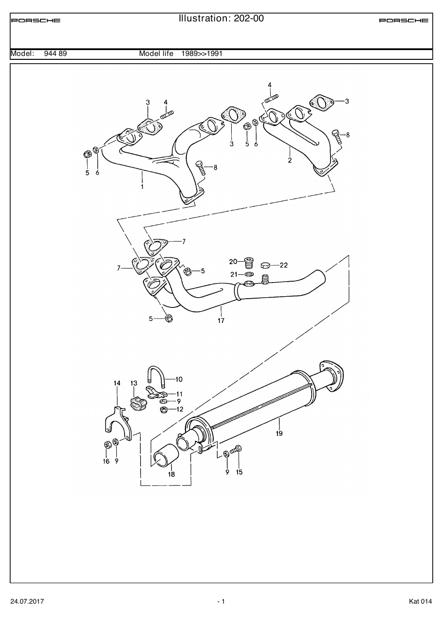 Exploded parts diagram — Exhaust system
