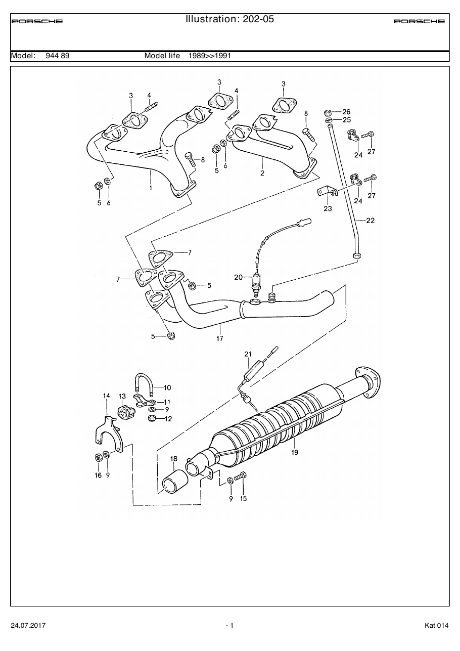 Exploded parts diagram — Exhaust system
