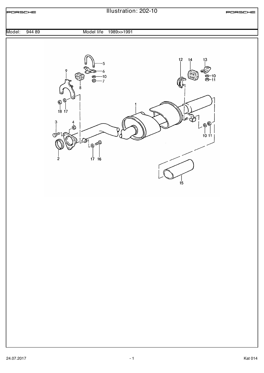 Exploded parts diagram — Exhaust system