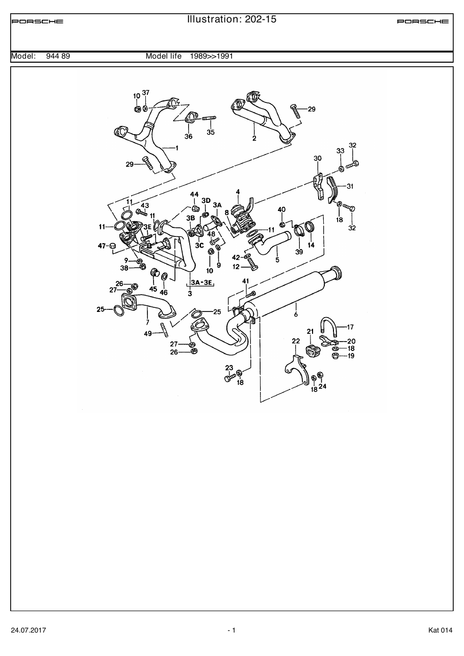 Exploded parts diagram — Exhaust system