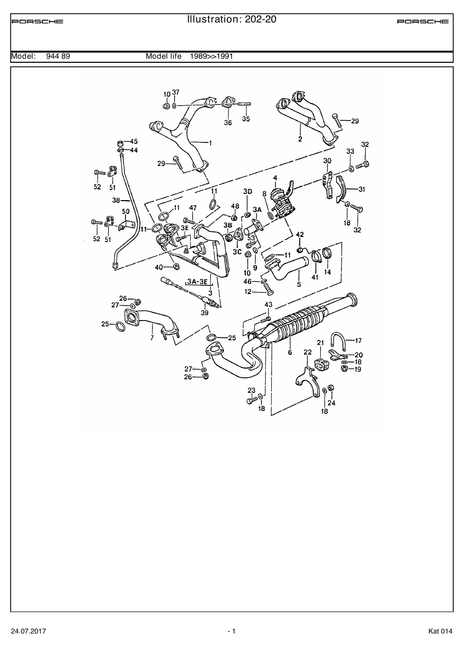 Exploded parts diagram — Exhaust system