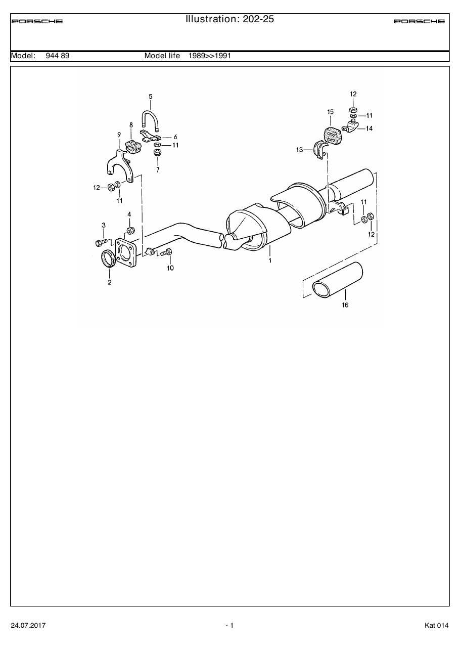 Exploded parts diagram — Exhaust system