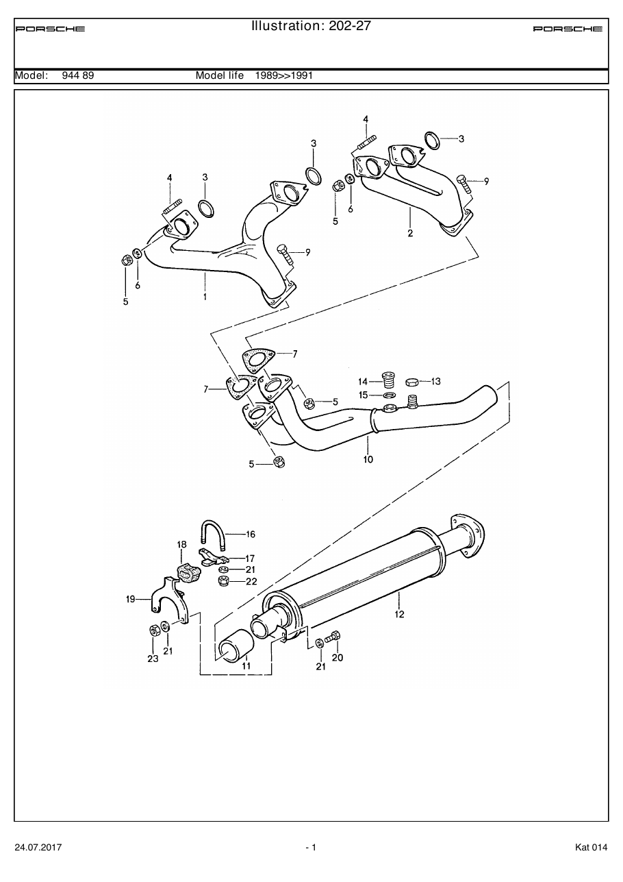 Exploded parts diagram — Exhaust system