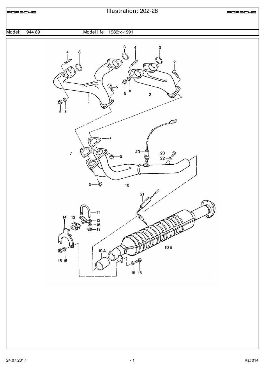 Exploded parts diagram — Exhaust system