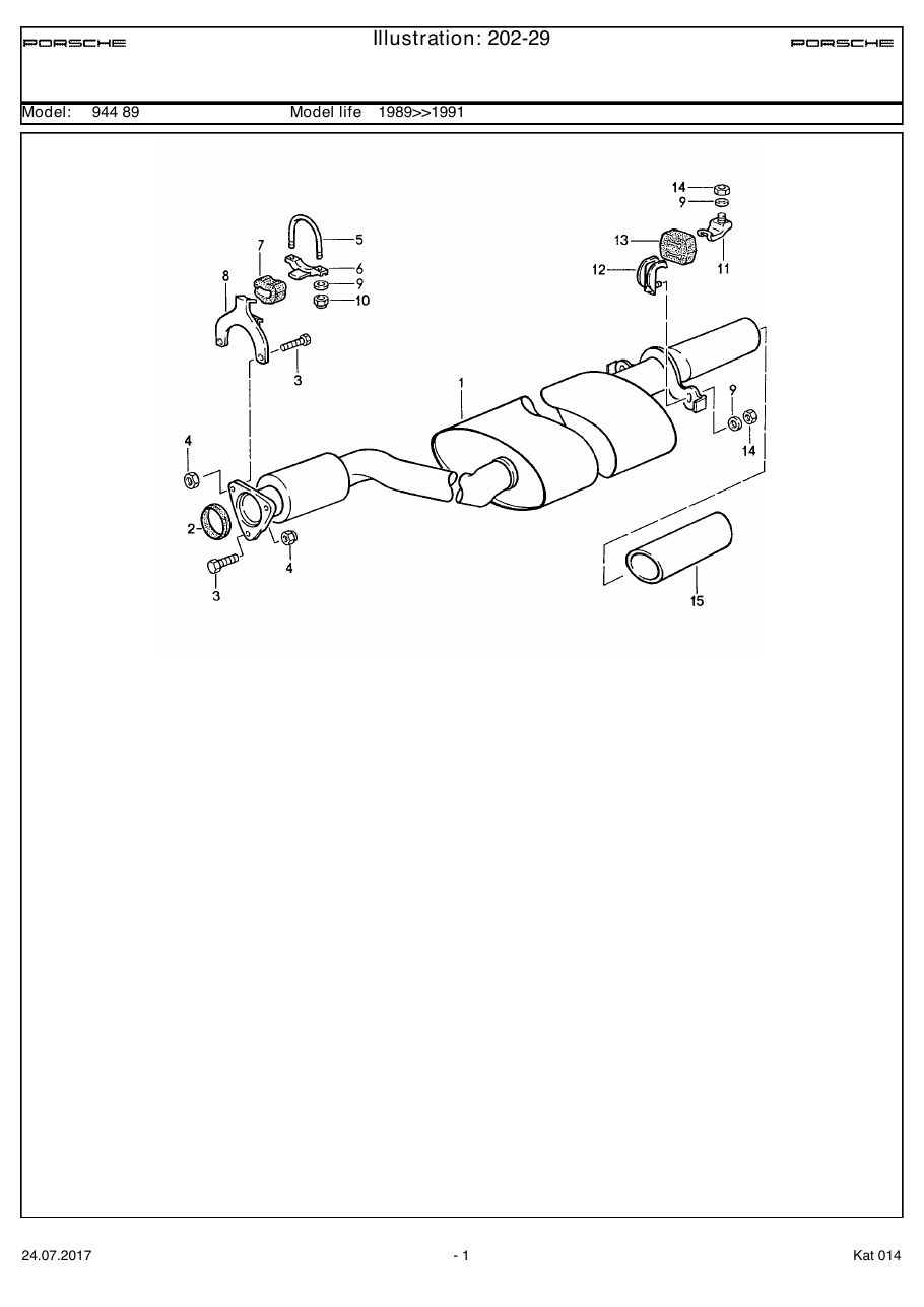 Exploded parts diagram — Exhaust system