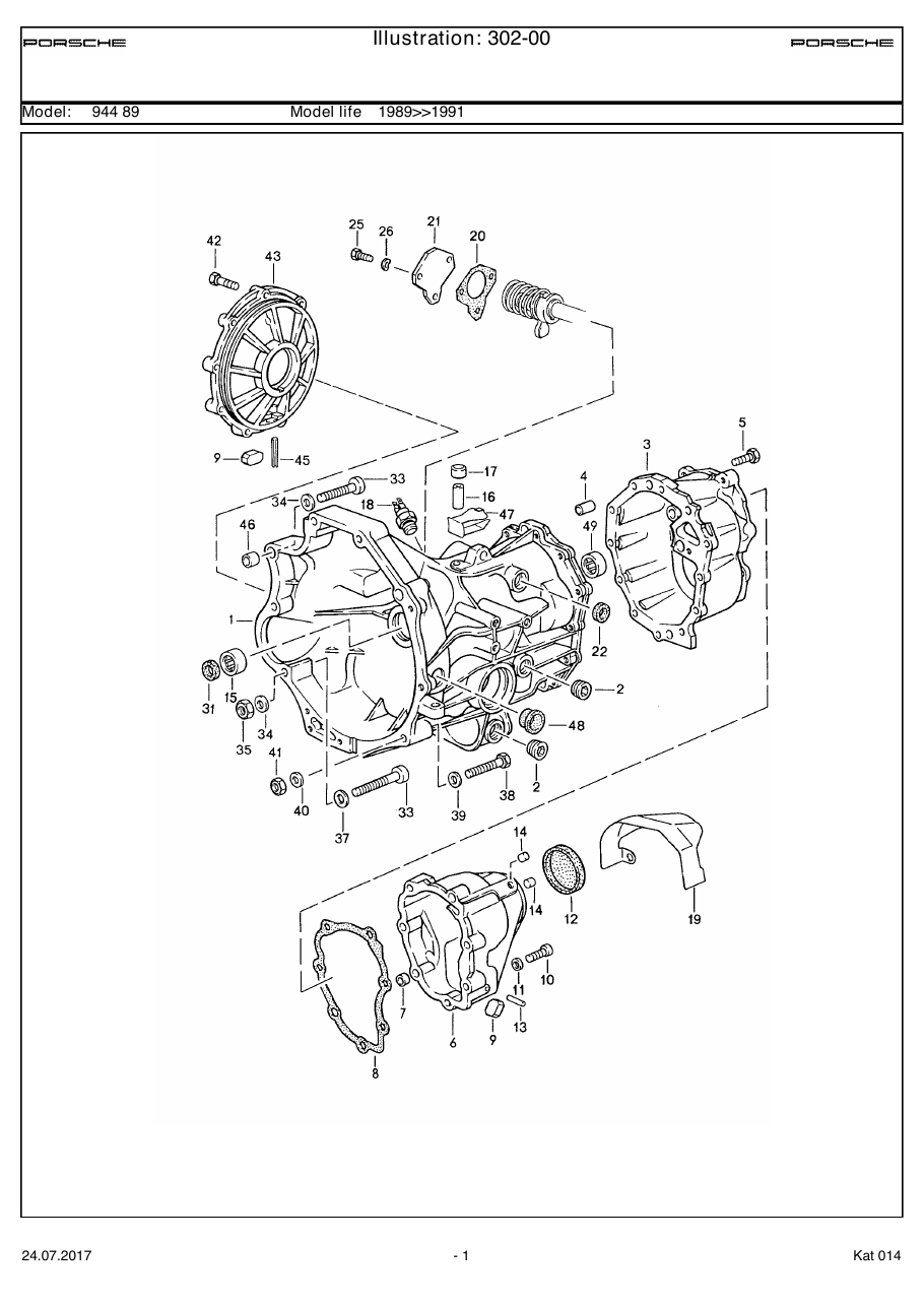 Exploded parts diagram — Replacement transmission
