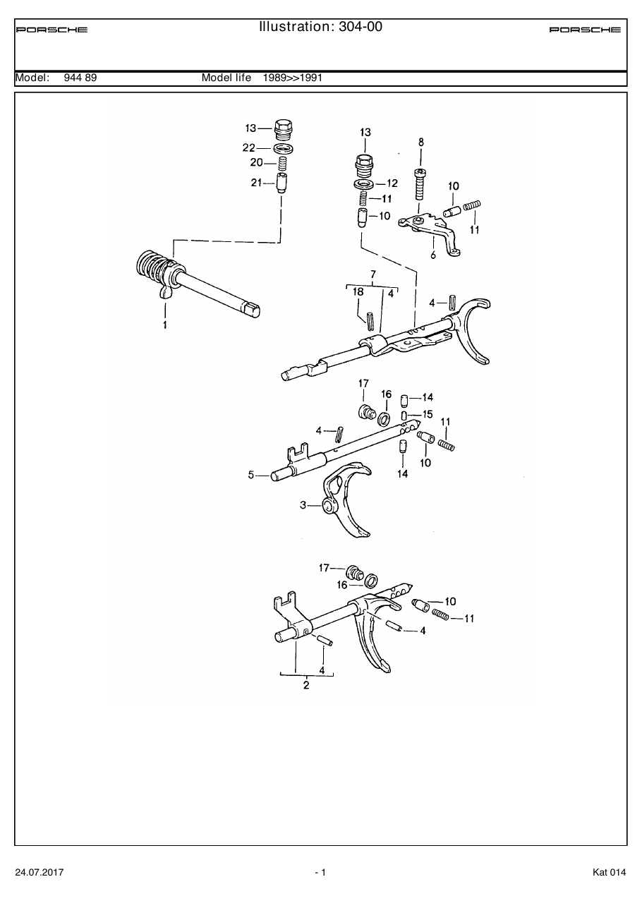 Exploded parts diagram — Transmission control