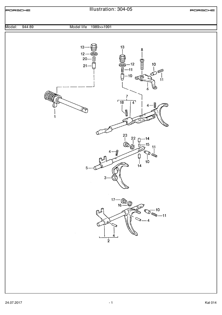 Exploded parts diagram — Transmission control