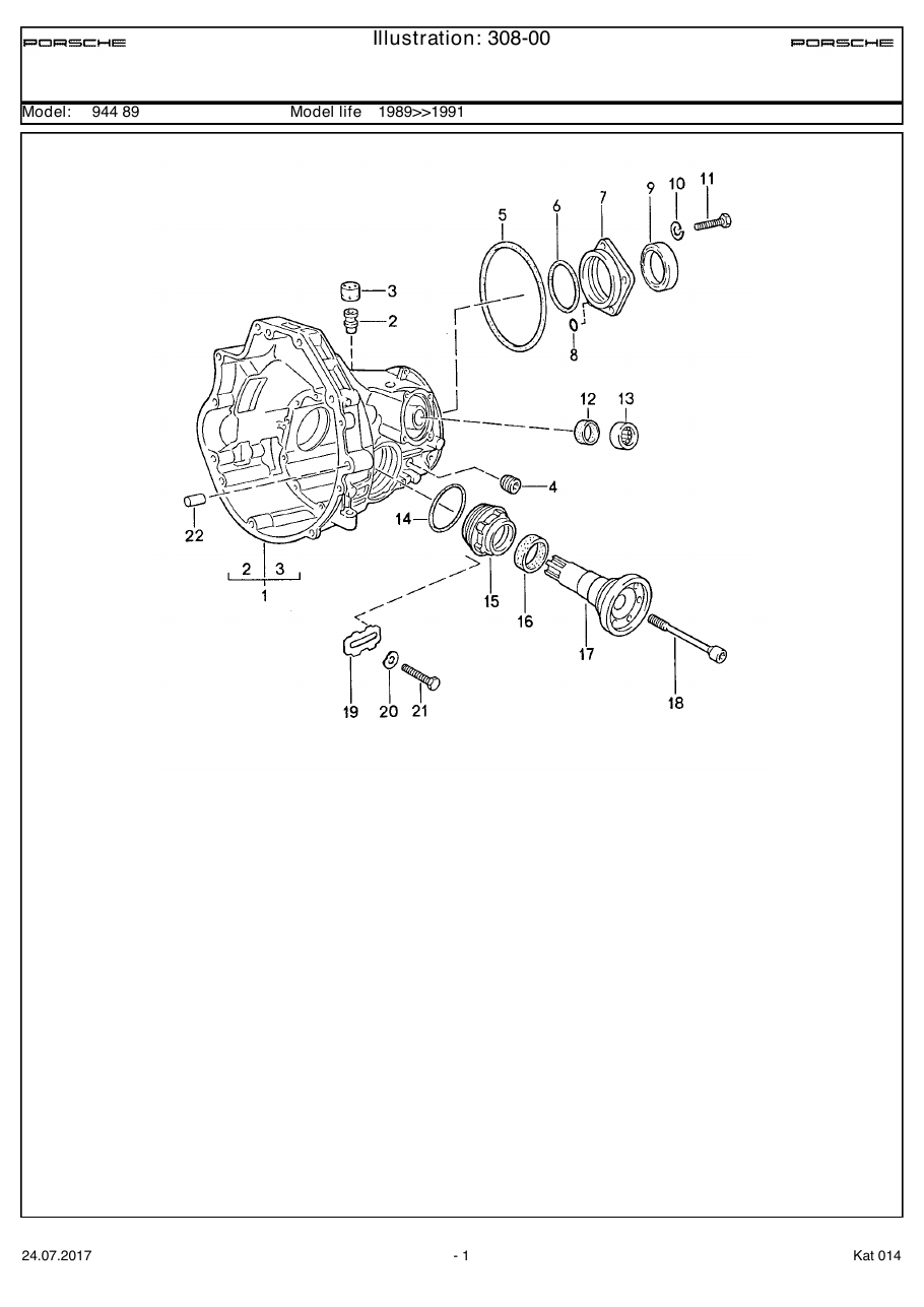 Exploded parts diagram — Replacement transmission