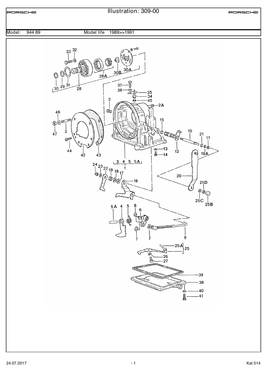 Exploded parts diagram — Transmission case