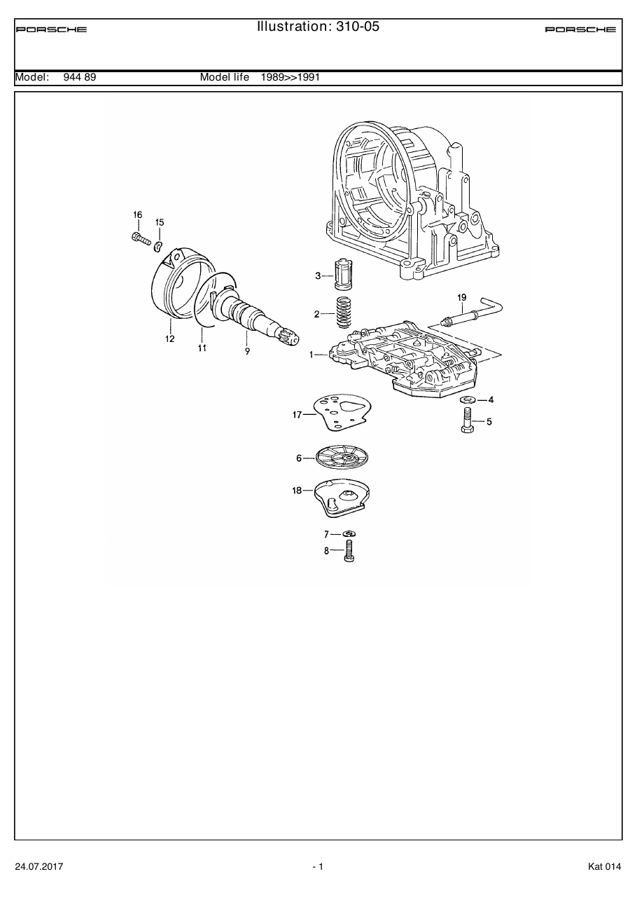 Exploded parts diagram — Slide-valve gearbox