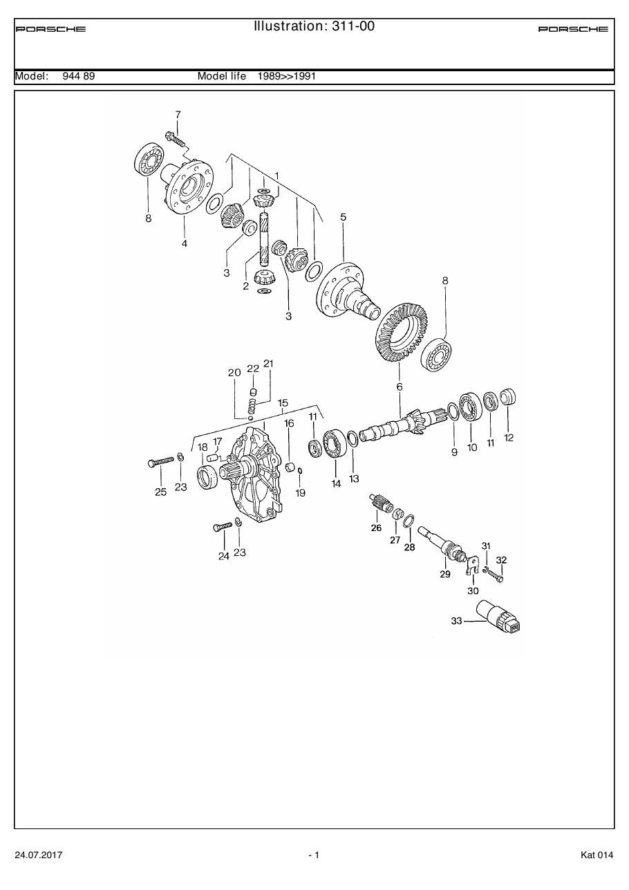 Exploded parts diagram — Differential