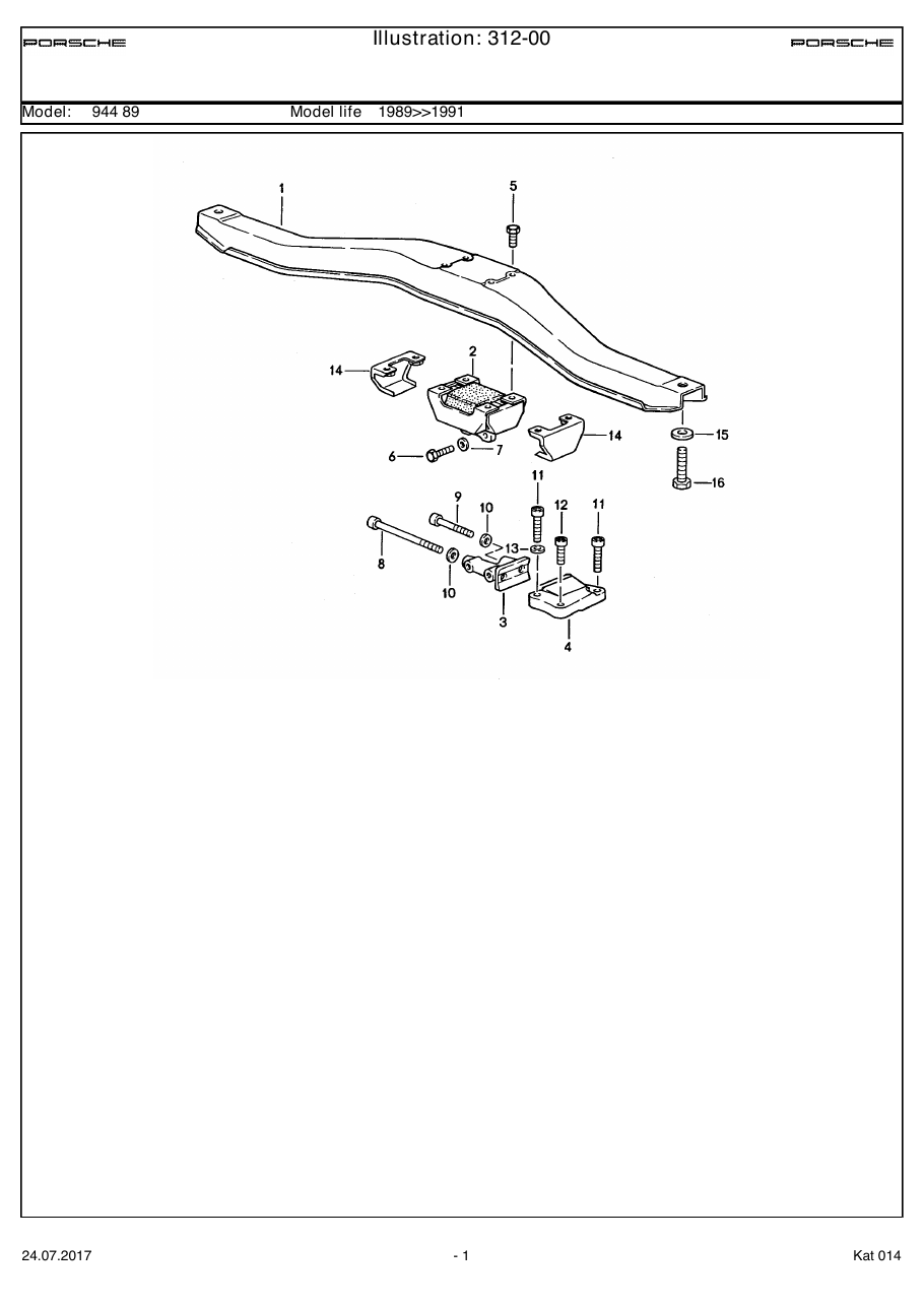 Exploded parts diagram — Transmission suspension