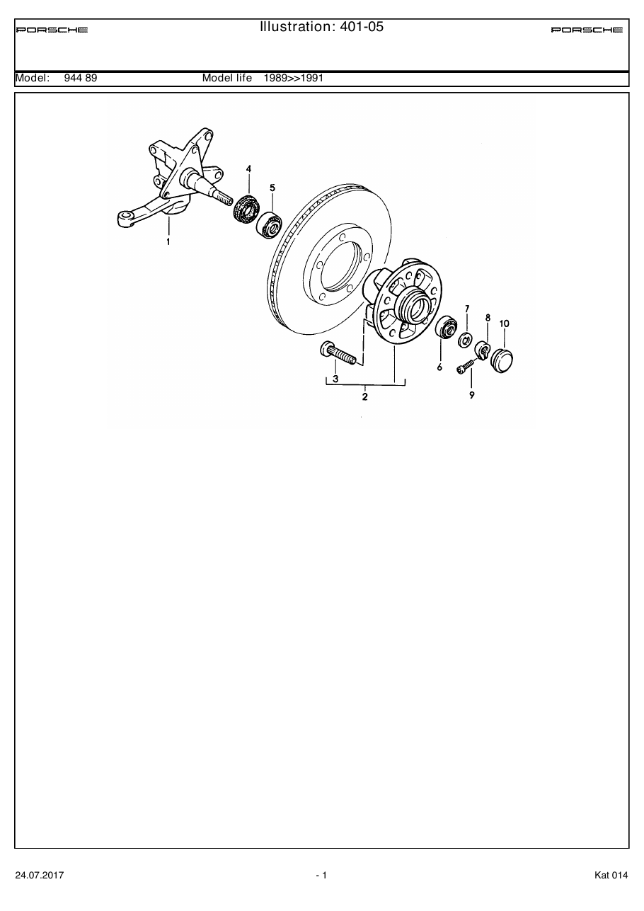 Exploded parts diagram — Steering knuckle