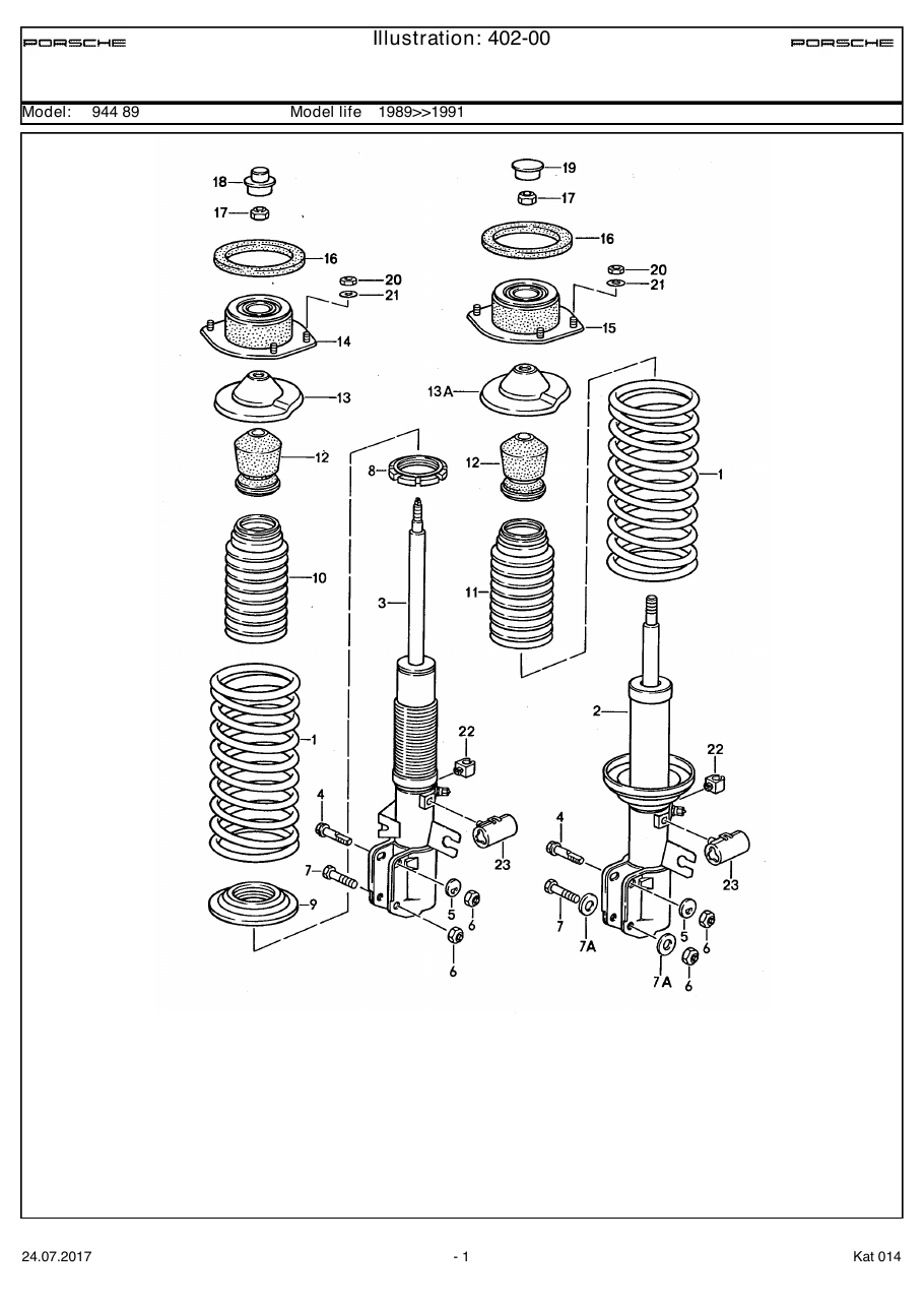 Exploded parts diagram — Shock absorber