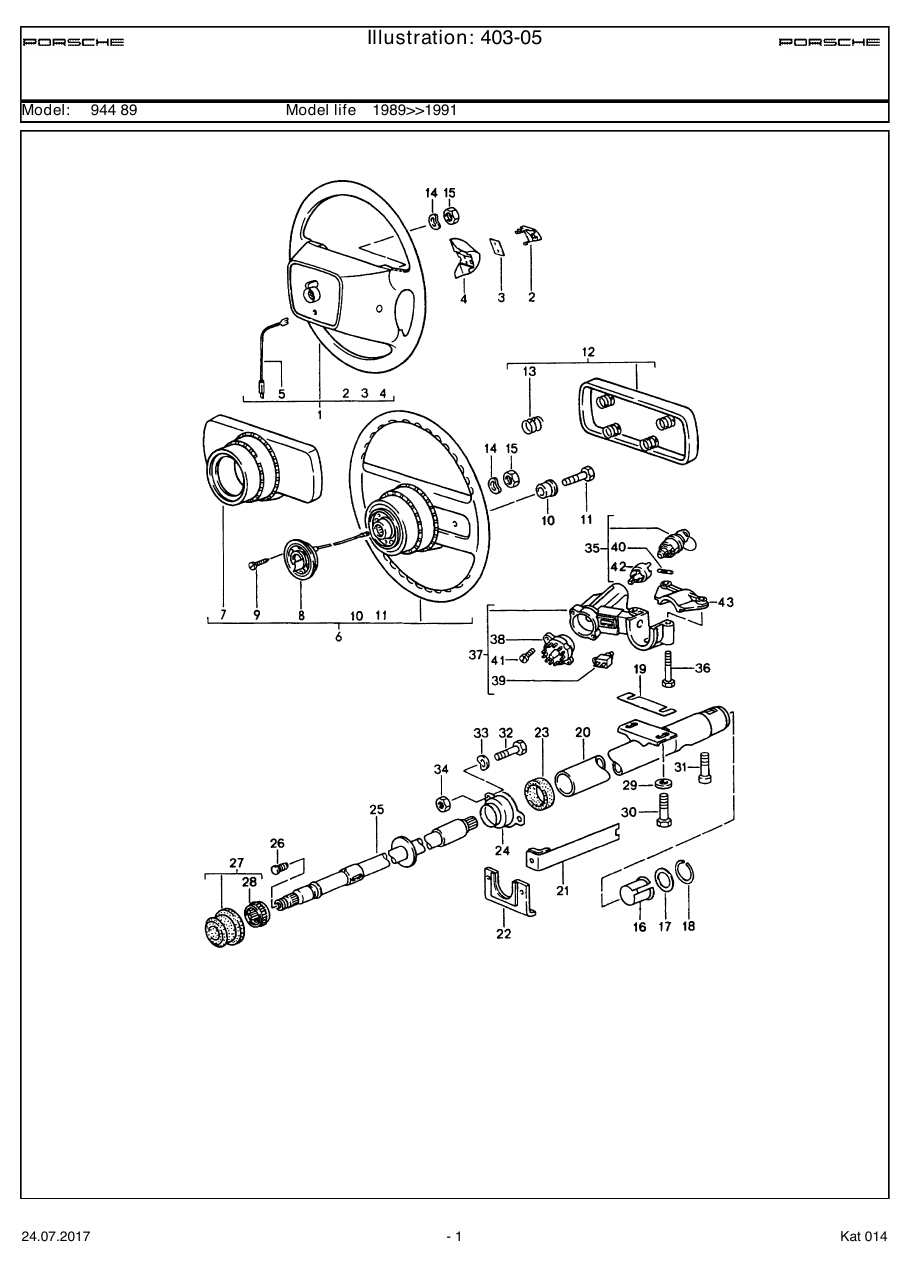 Exploded parts diagram — Steering wheel