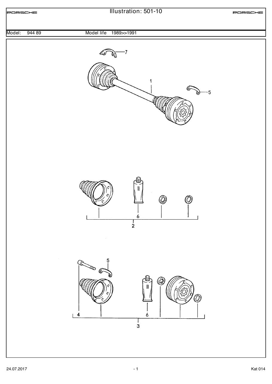 Exploded parts diagram — Drive shaft