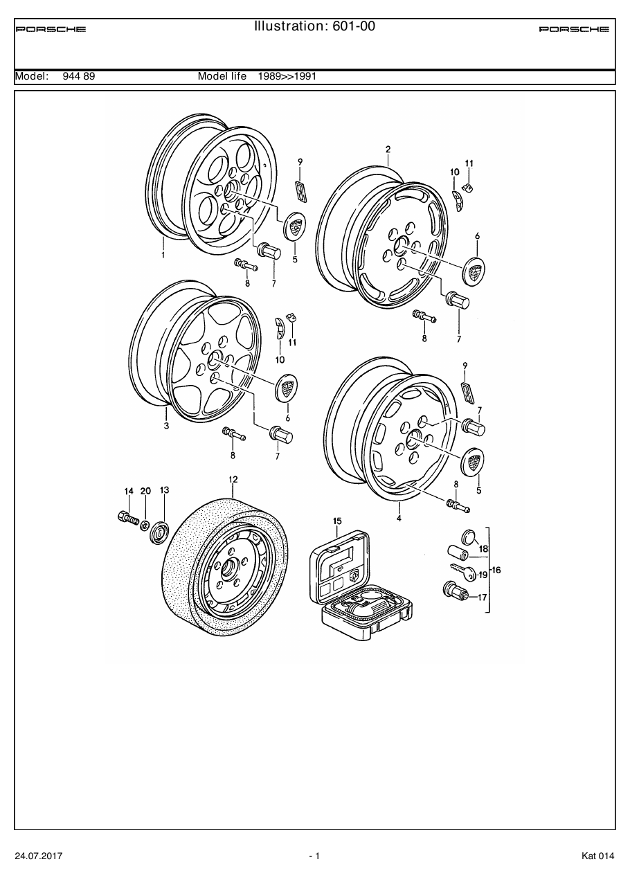 Exploded parts diagram — Disc wheel