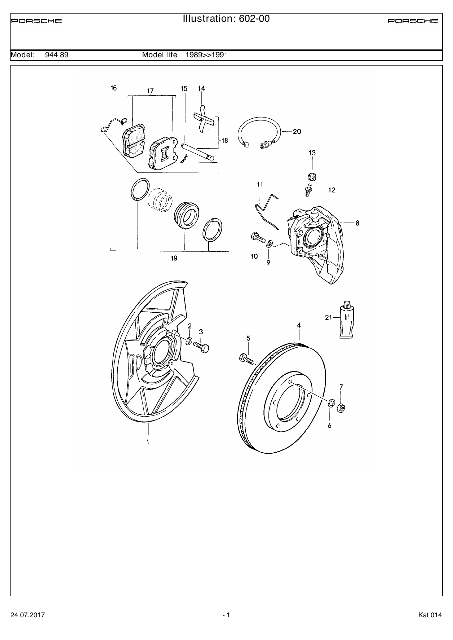 Exploded parts diagram — Disc brake
