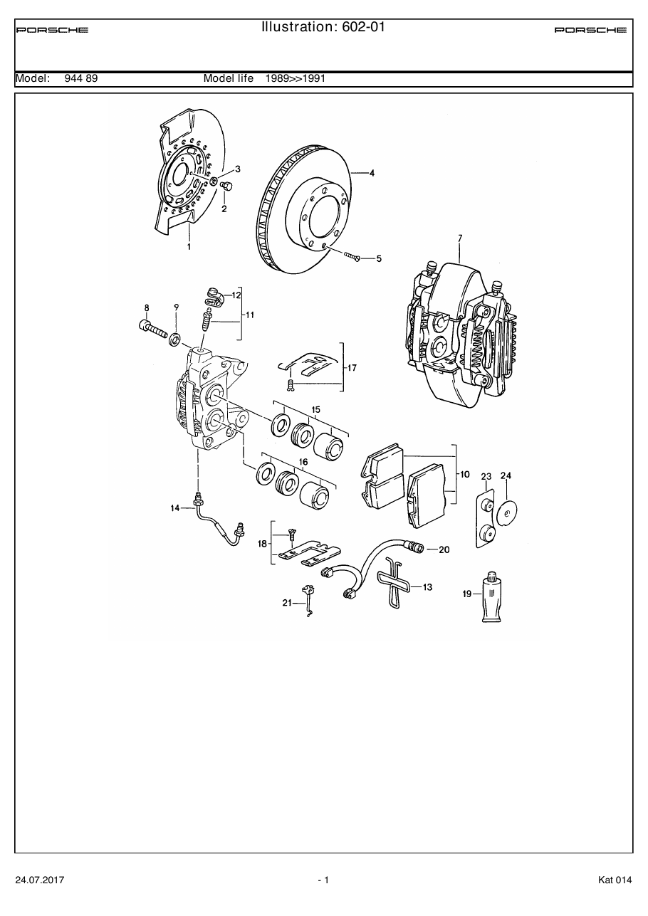 Exploded parts diagram — Disc brake