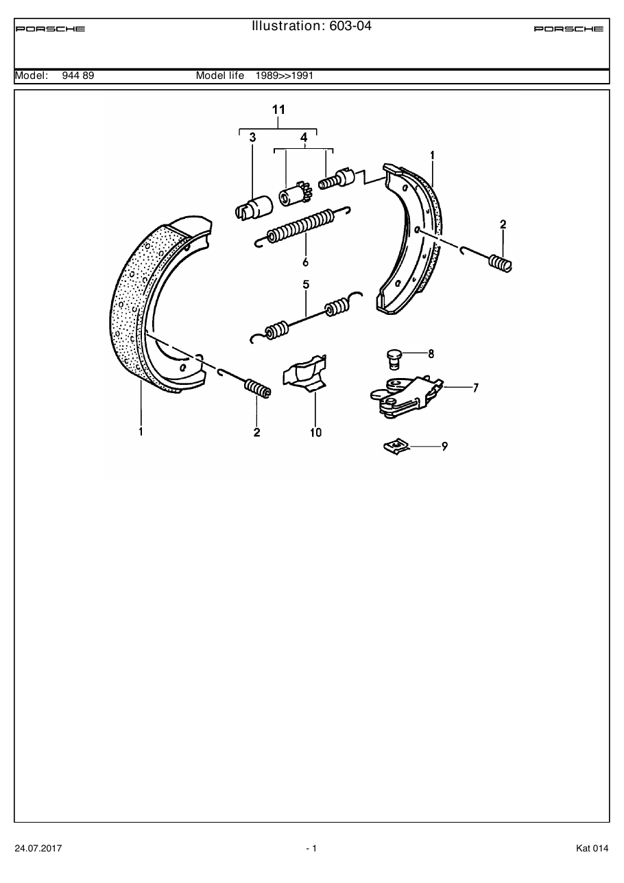 Exploded parts diagram — Handbrake