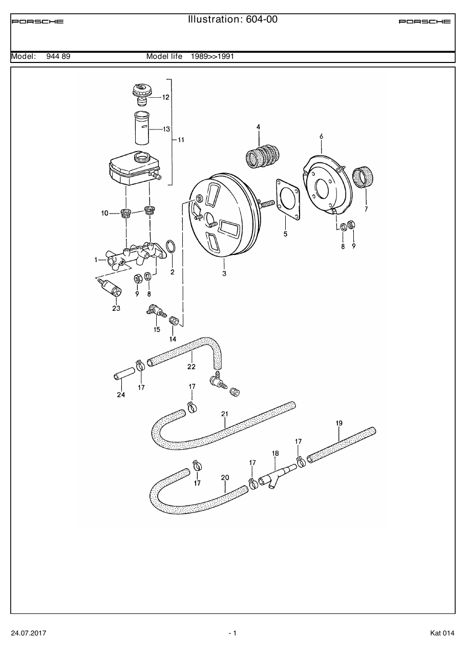 Exploded parts diagram — Brake master cylinder