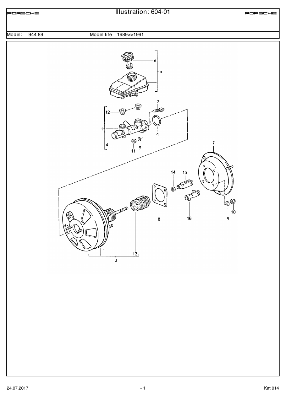 Exploded parts diagram — Brake master cylinder
