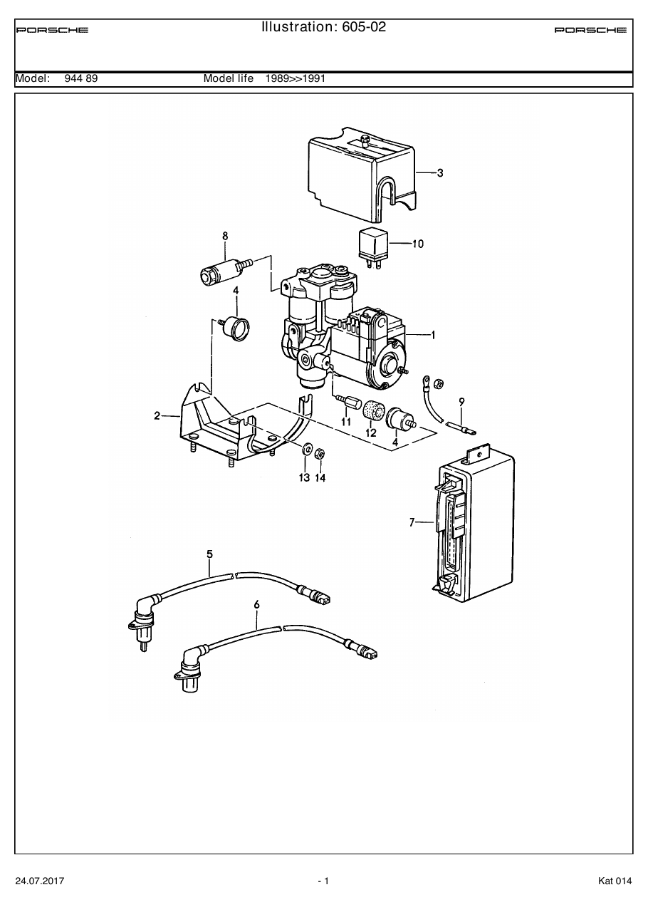 Exploded parts diagram — Hydraulic unit