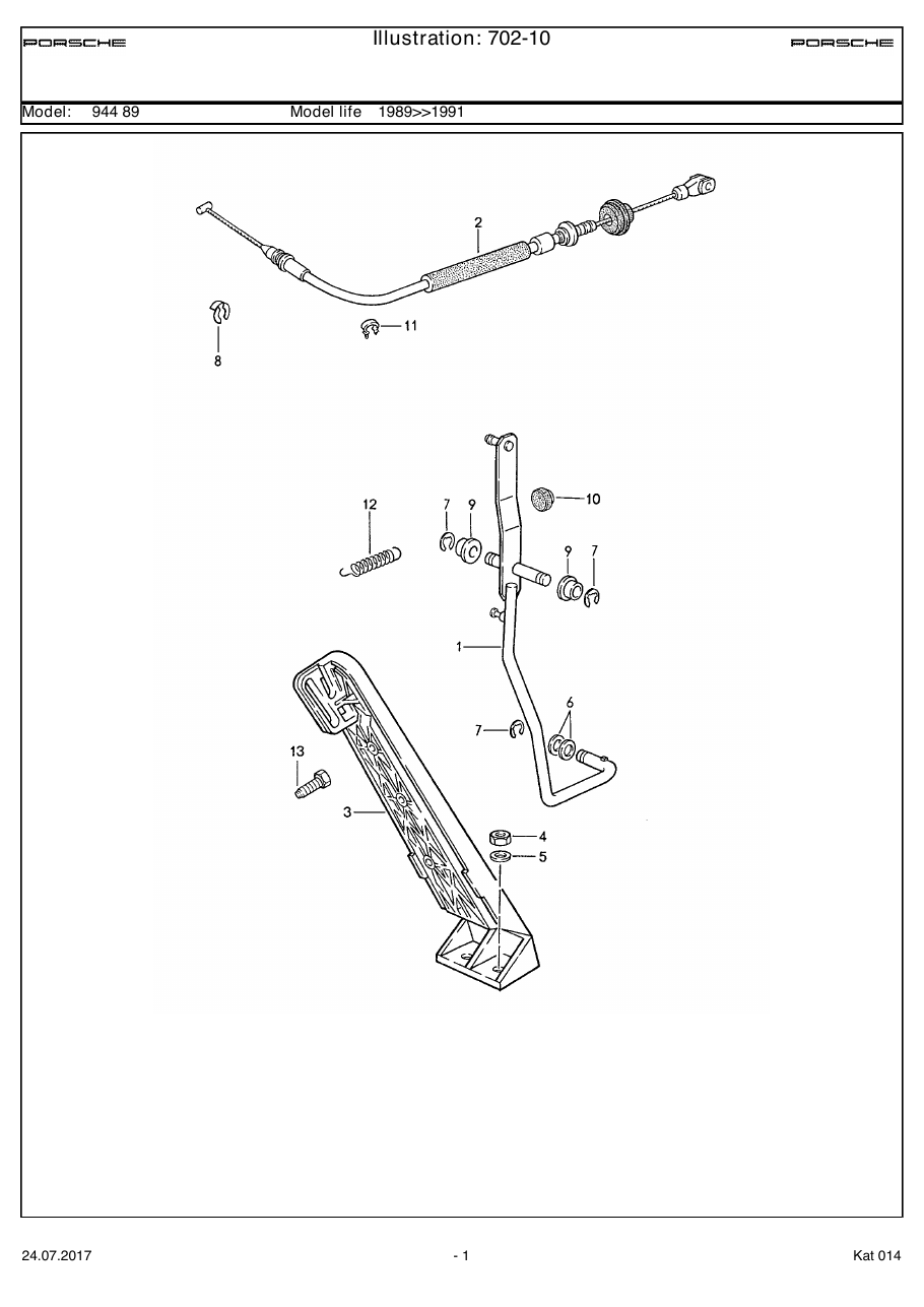Exploded parts diagram — Accelerator pedal