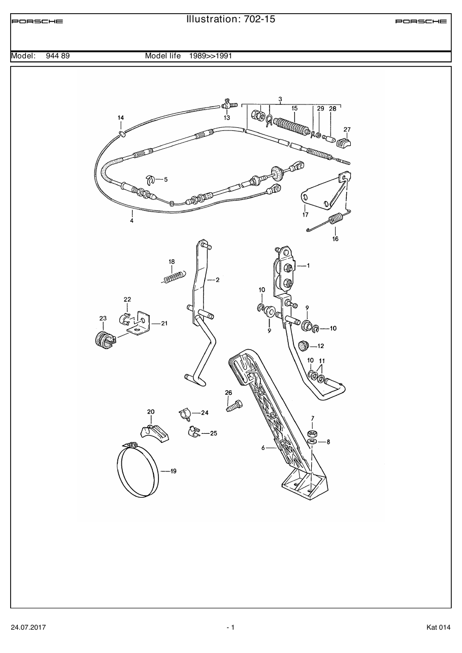 Exploded parts diagram — Accelerator pedal