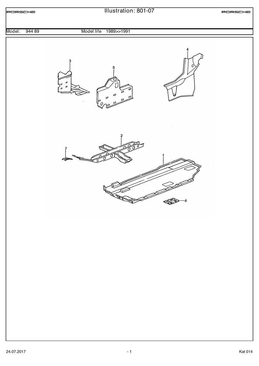 Exploded parts diagram — Floor section