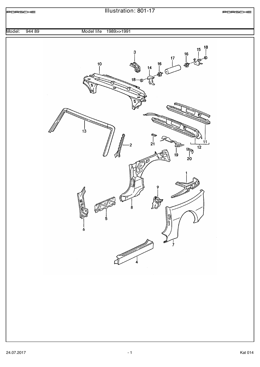 Exploded parts diagram — Side section
