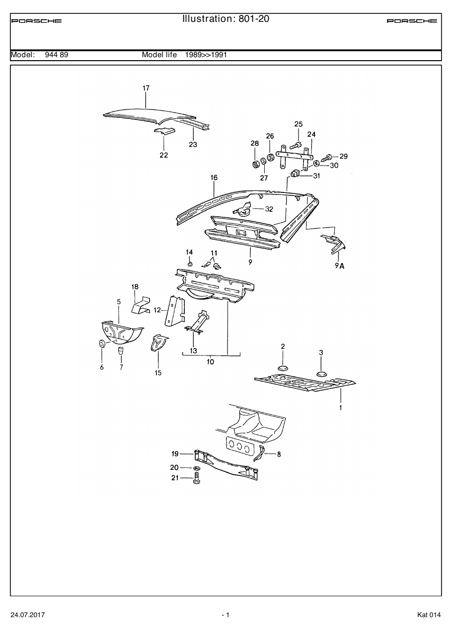 Exploded parts diagram — Transmission carrier
