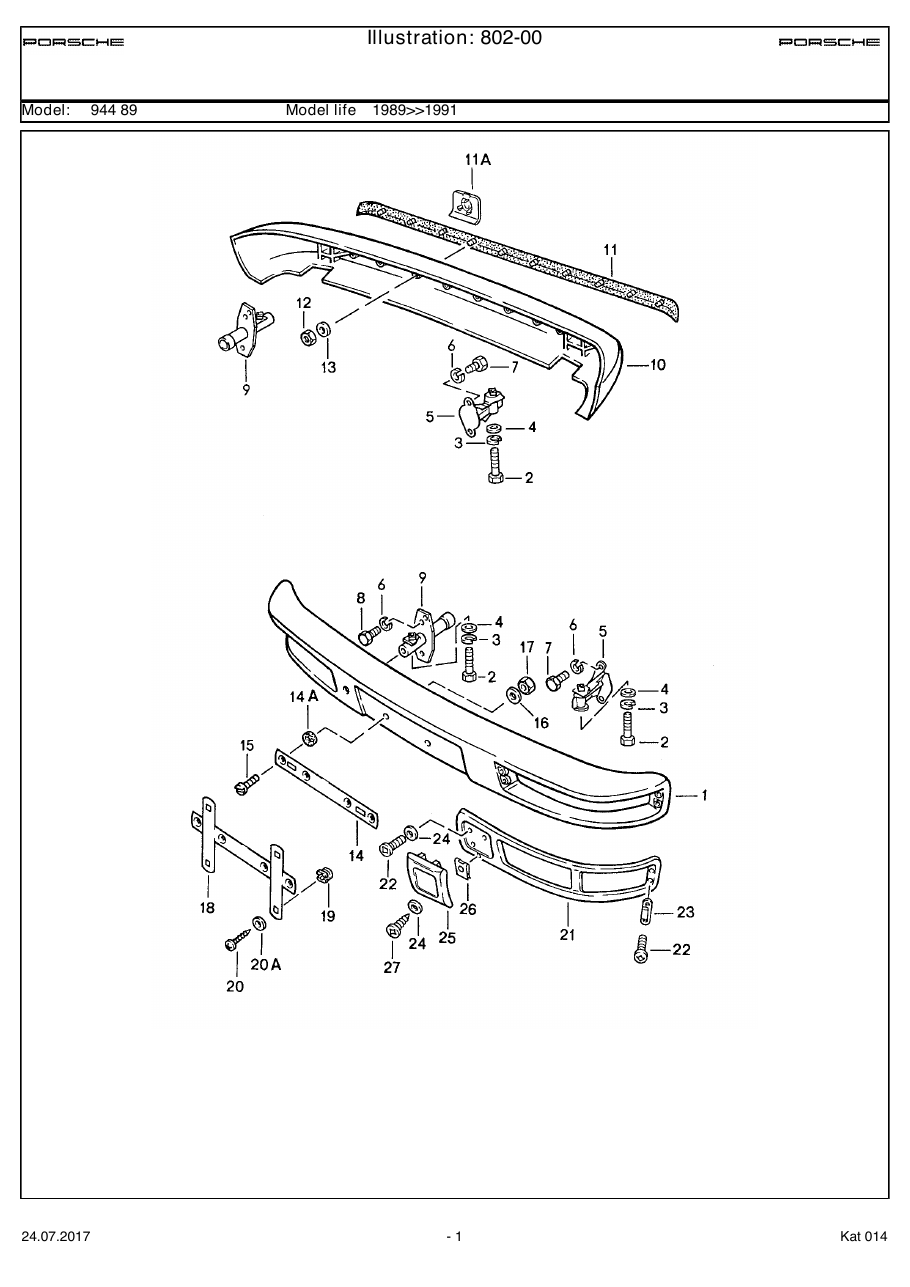 Exploded parts diagram — Bumper