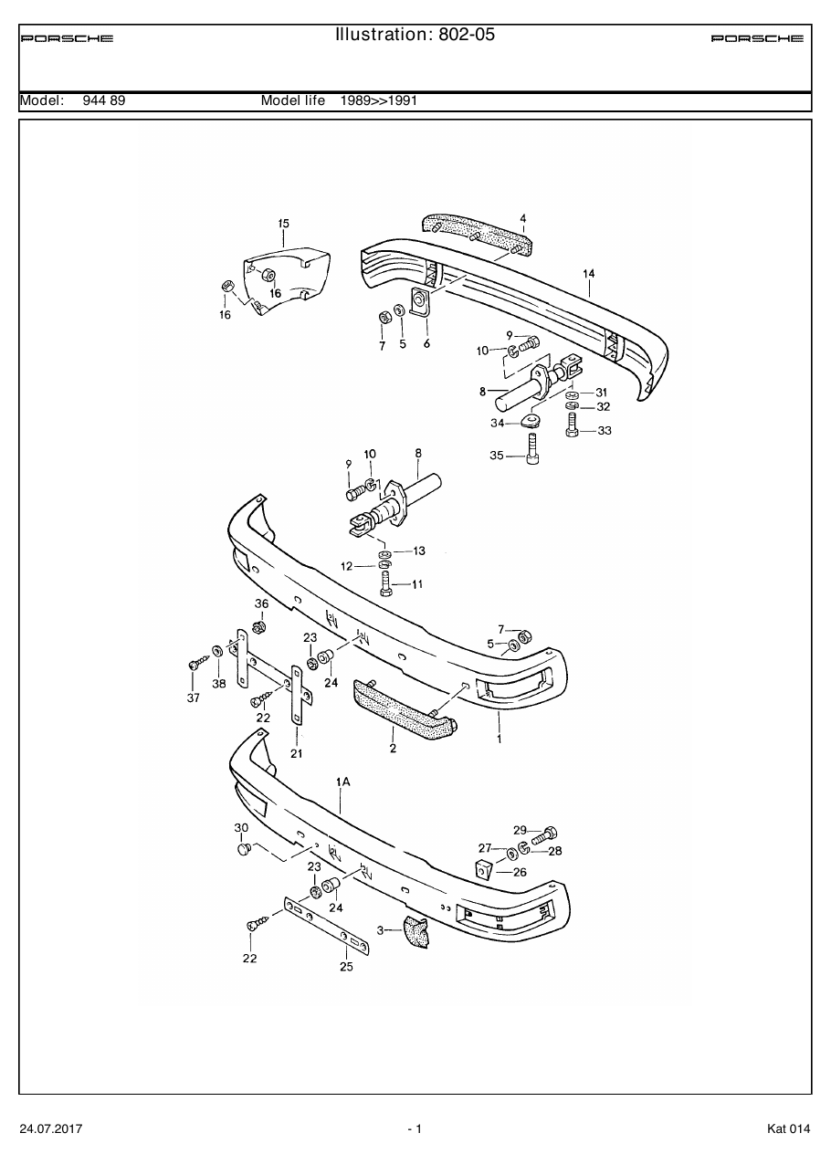 Exploded parts diagram — Bumper