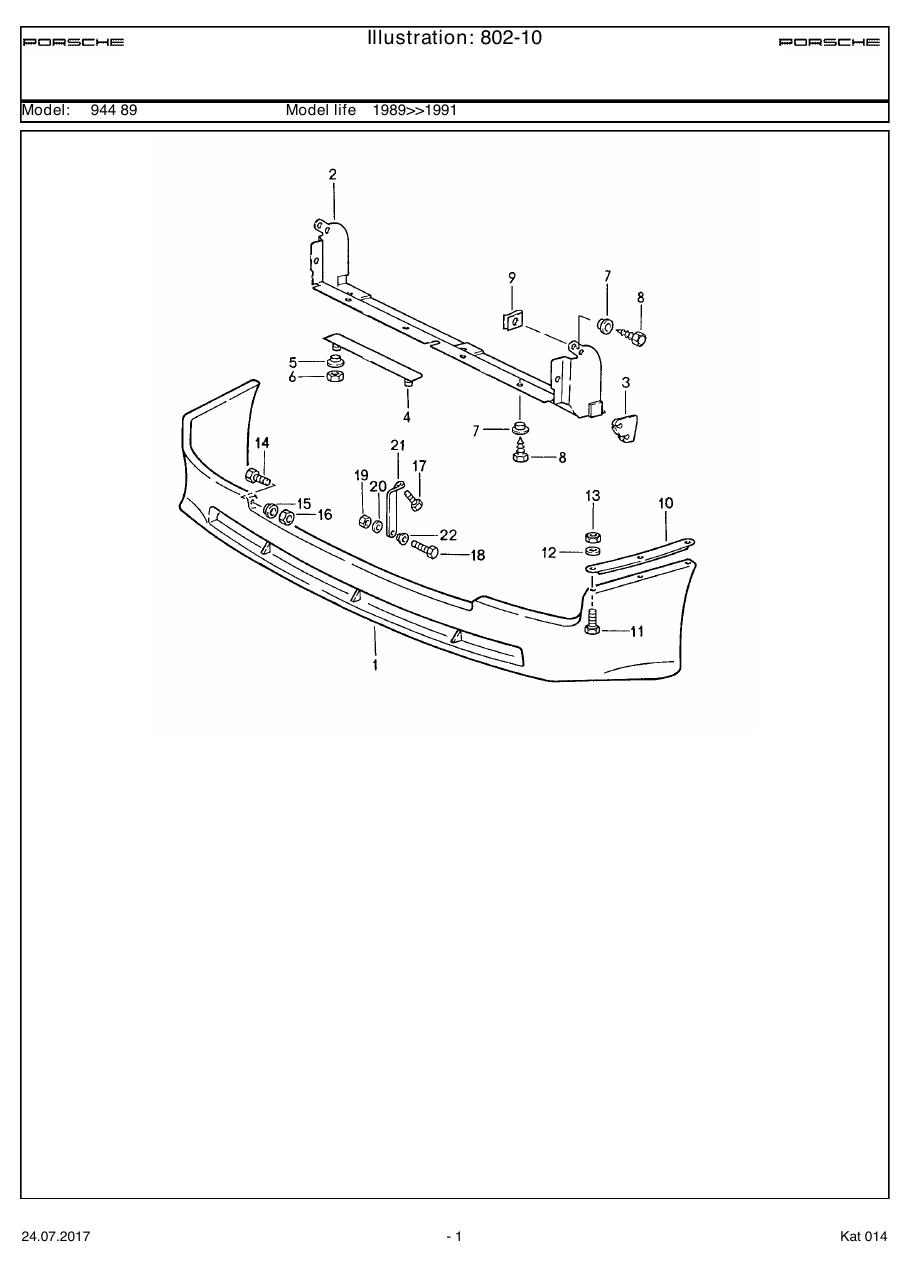 Exploded parts diagram — Front spoiler