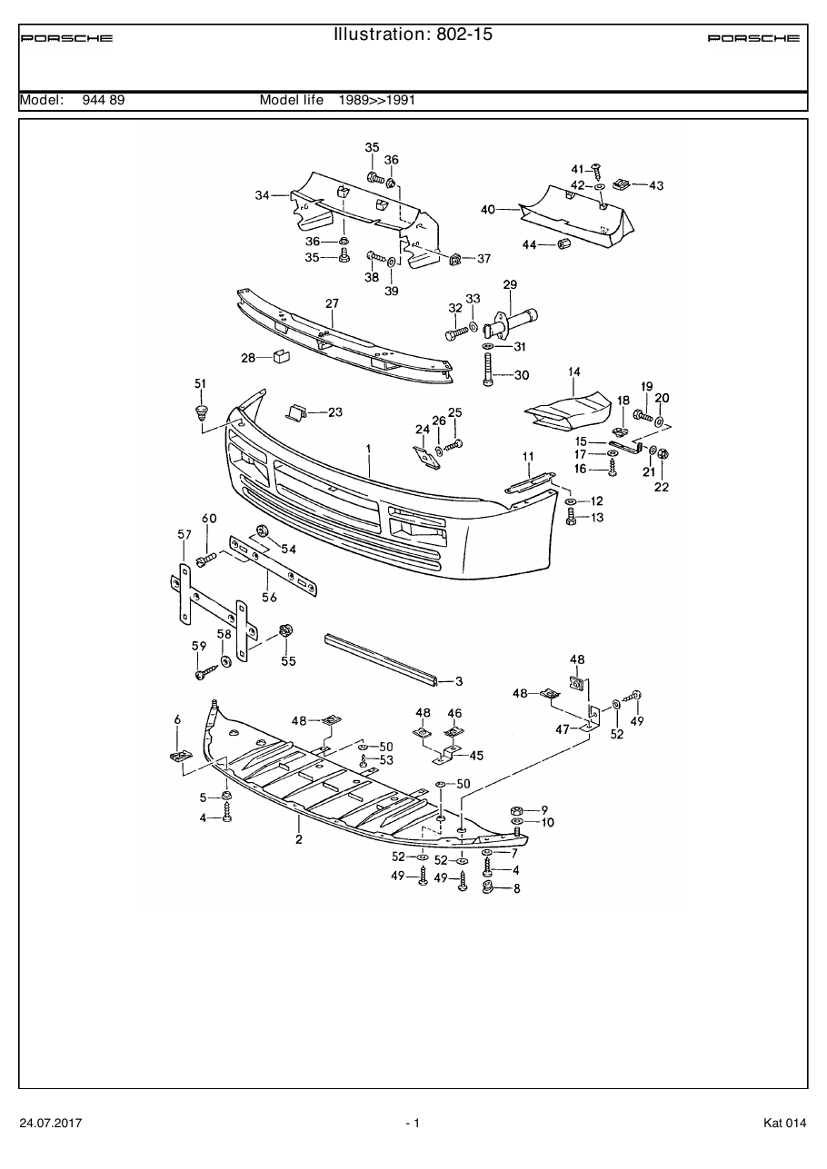 Exploded parts diagram — Front apron