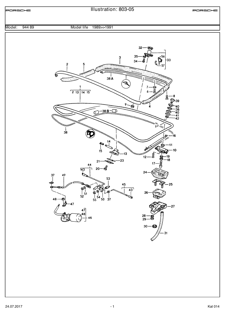 Exploded parts diagram — Rear lid