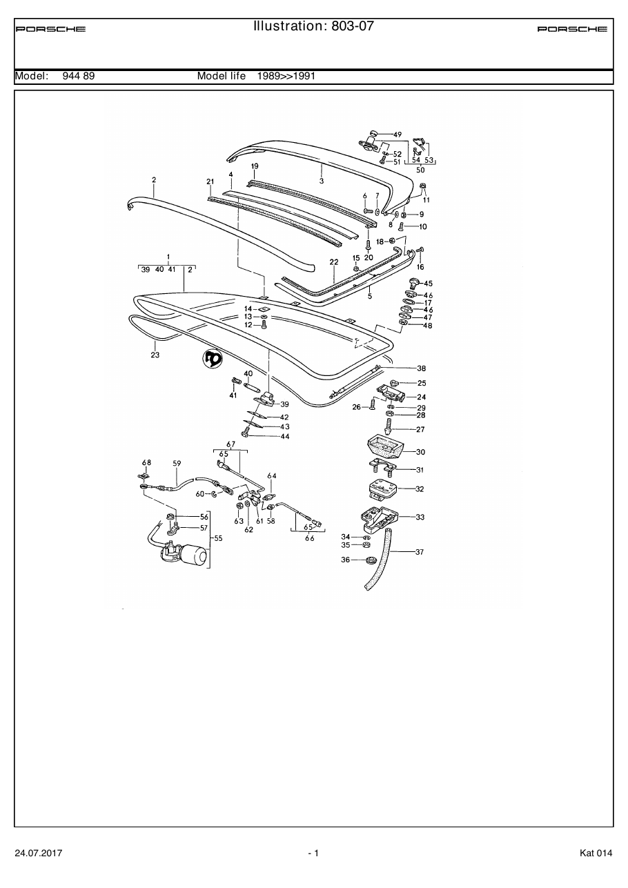Exploded parts diagram — Rear lid