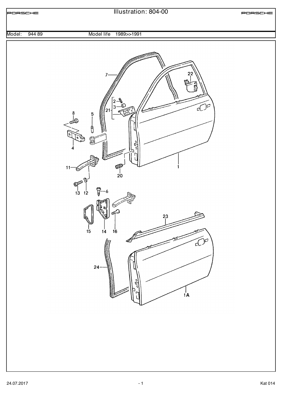Exploded parts diagram — Door