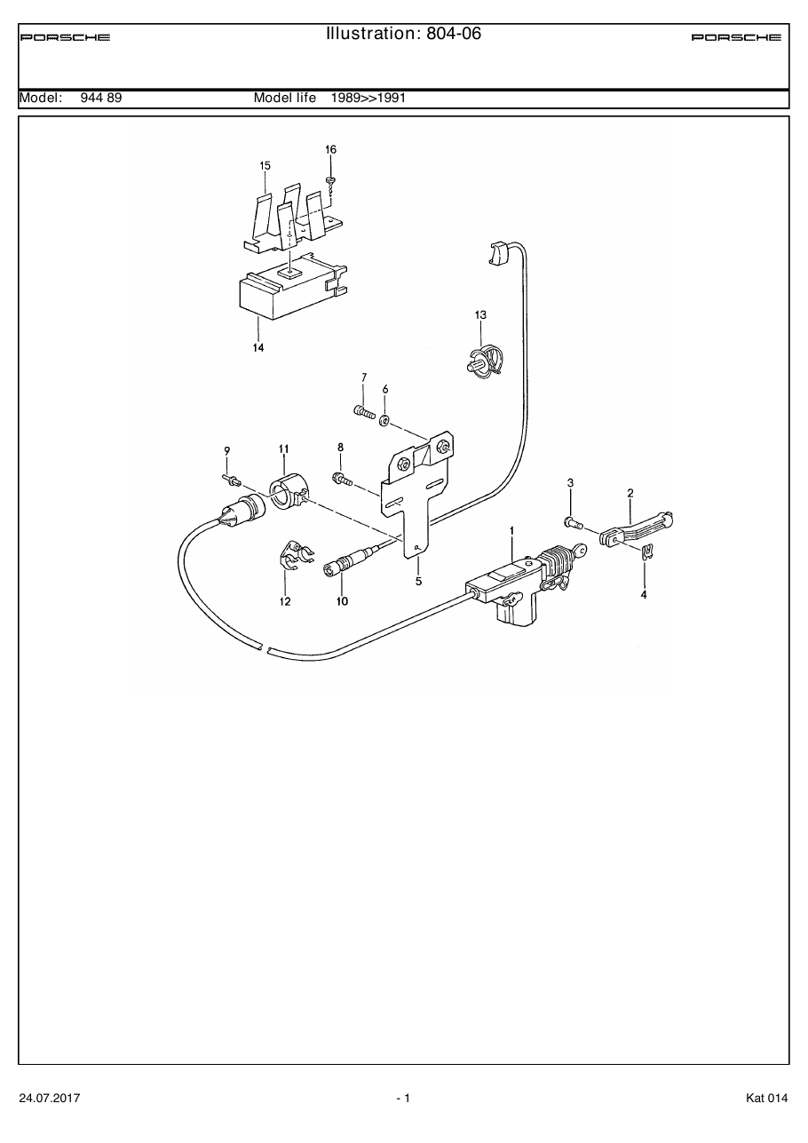 Exploded parts diagram — Central locking system