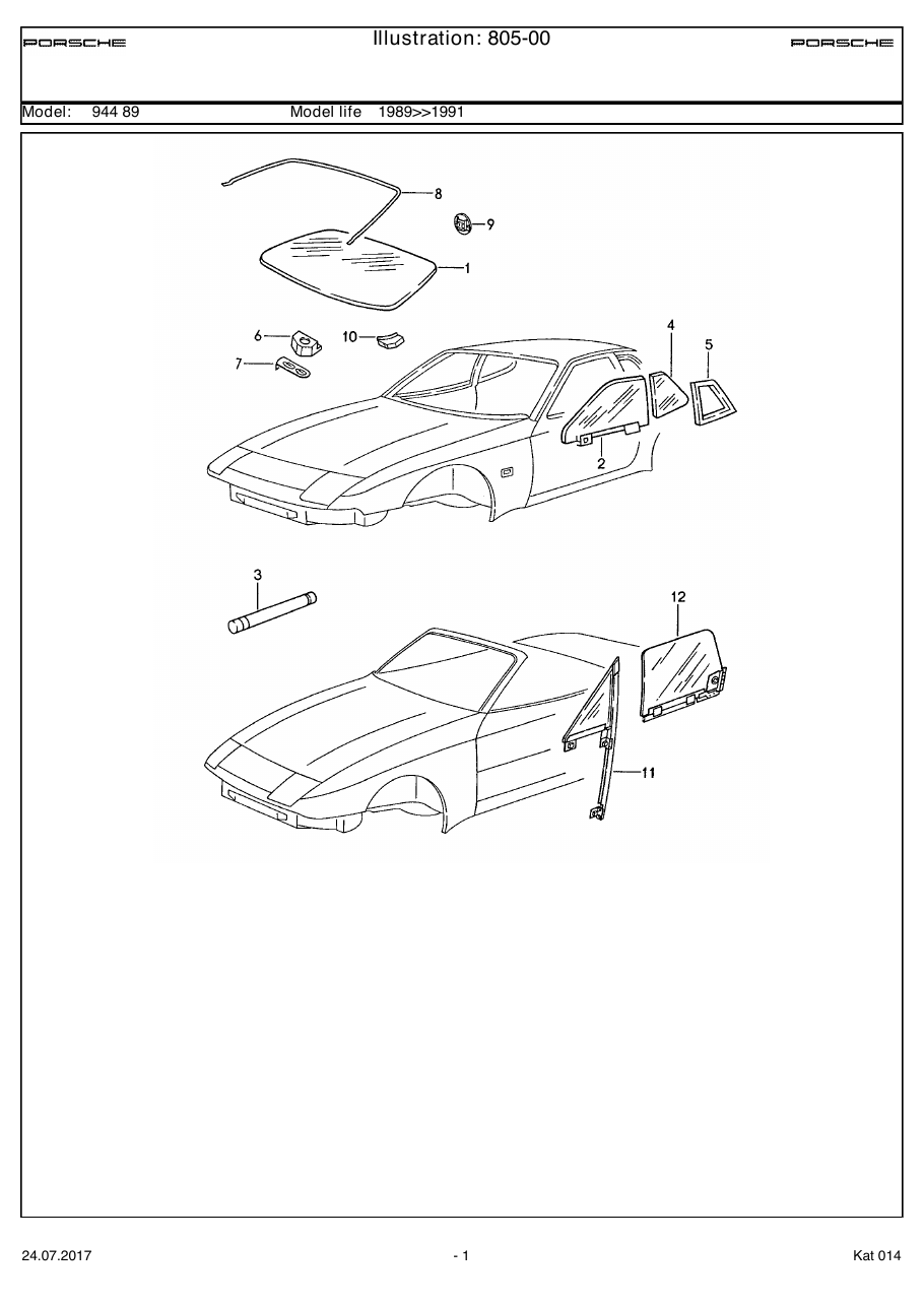 Exploded parts diagram — Window glazing